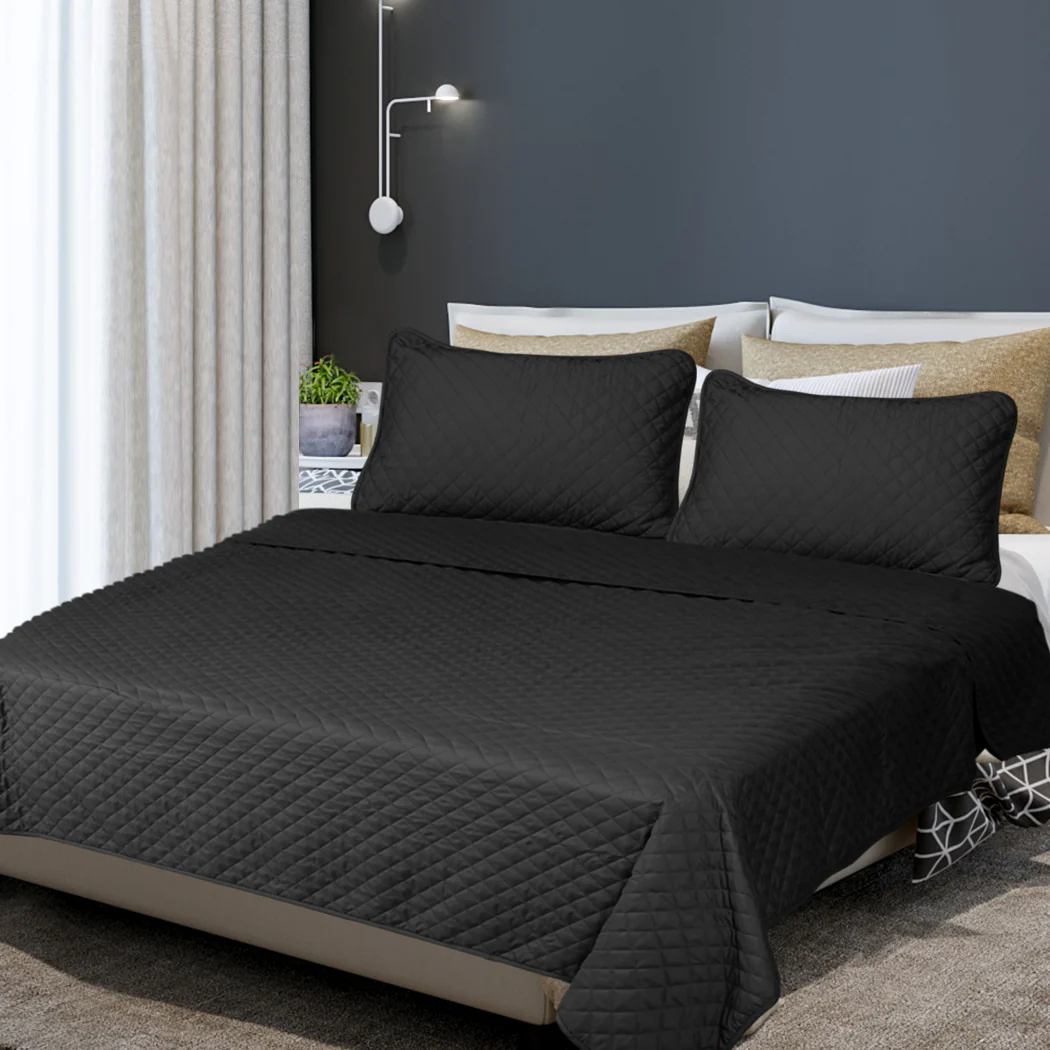 King Dreamz Bedspread Coverlet Set Quilted Dark Grey - Nurns