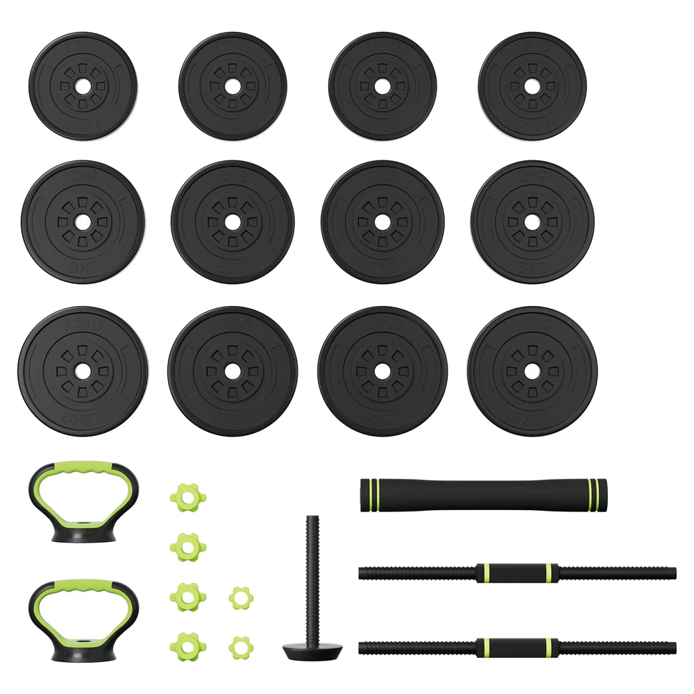 Everfit 25kg Adjustable Dumbbells Set Kettle Bell Weight Plates Barbells Gym - Nurns