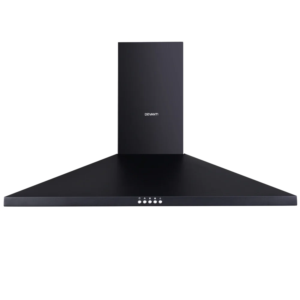 Devanti 900mm Range Hood 90cm Rangehood Black - Nurns
