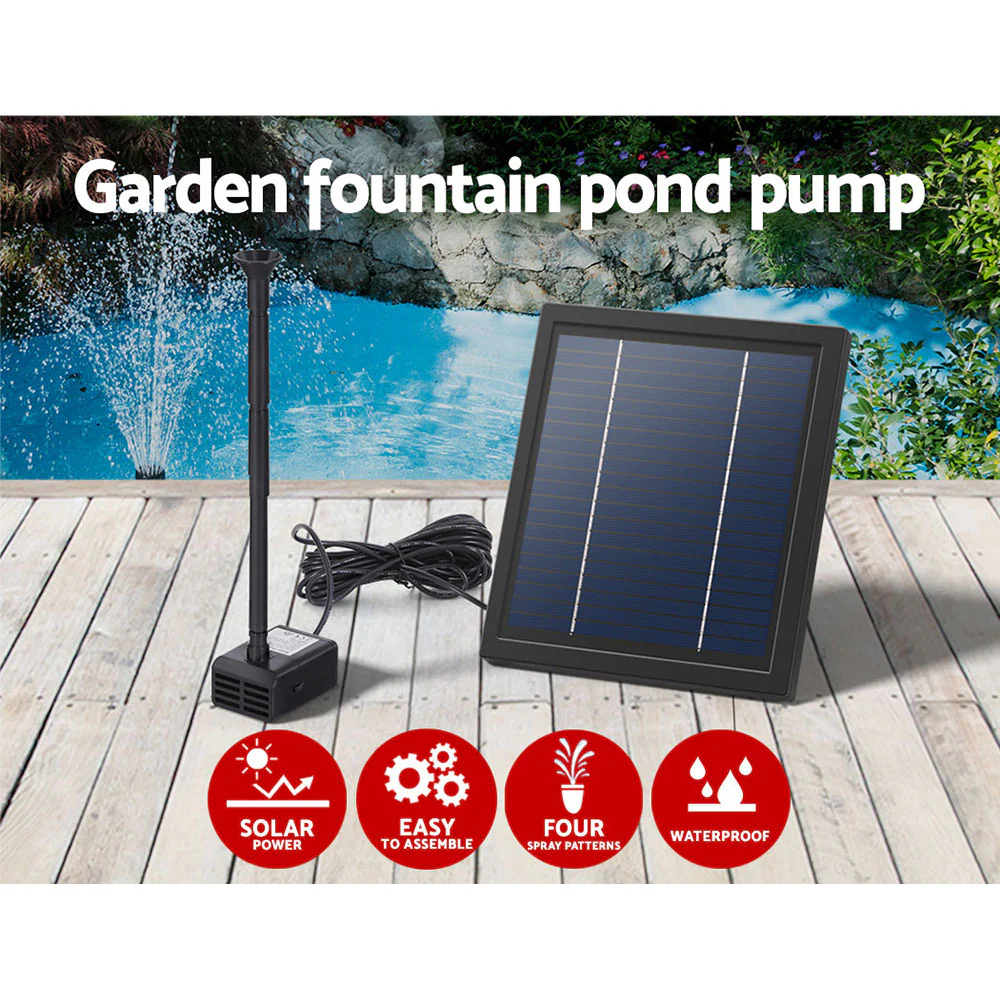 Solar Pond Pump Submersible Powered Garden Pool Water Fountain Kit 6.1FT - Nurns