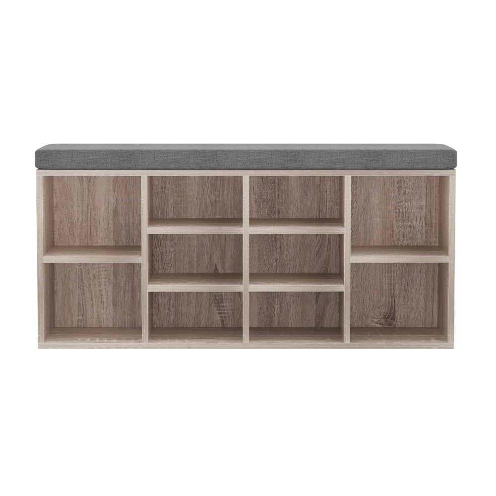Artiss Shoe Rack Cabinet Shoe Bench Fabric Seat Pine BOA - Nurns