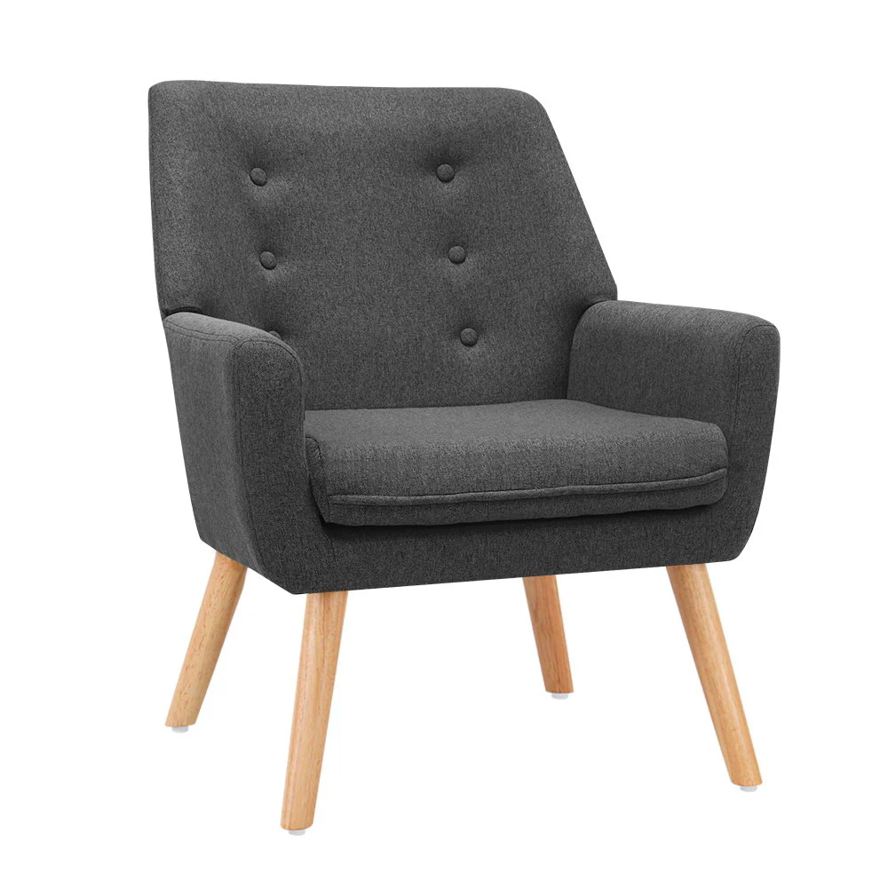 Audene Armchair Linen Fabric - Charcoal - Nurns