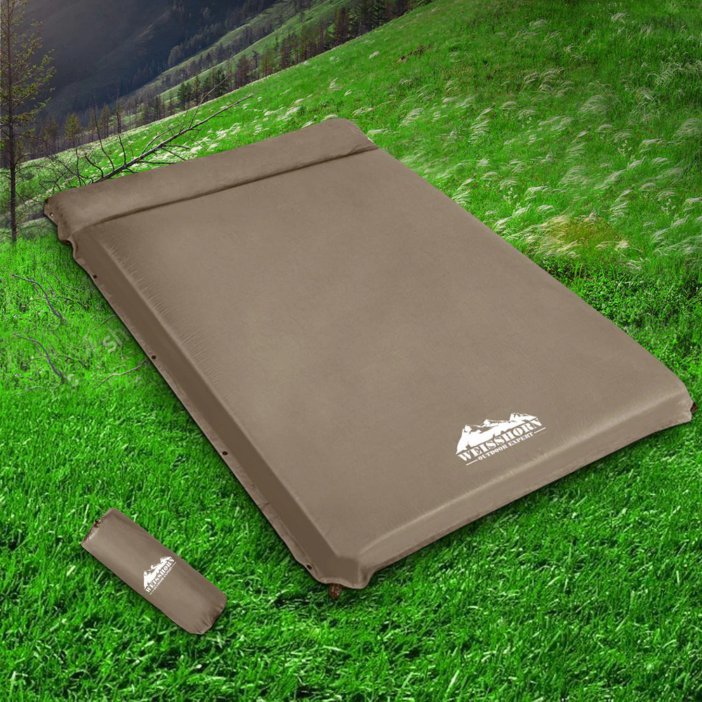 Self-Inflating Mattress 10CM Camping Sleeping Mat Air Double Coffee - Nurns