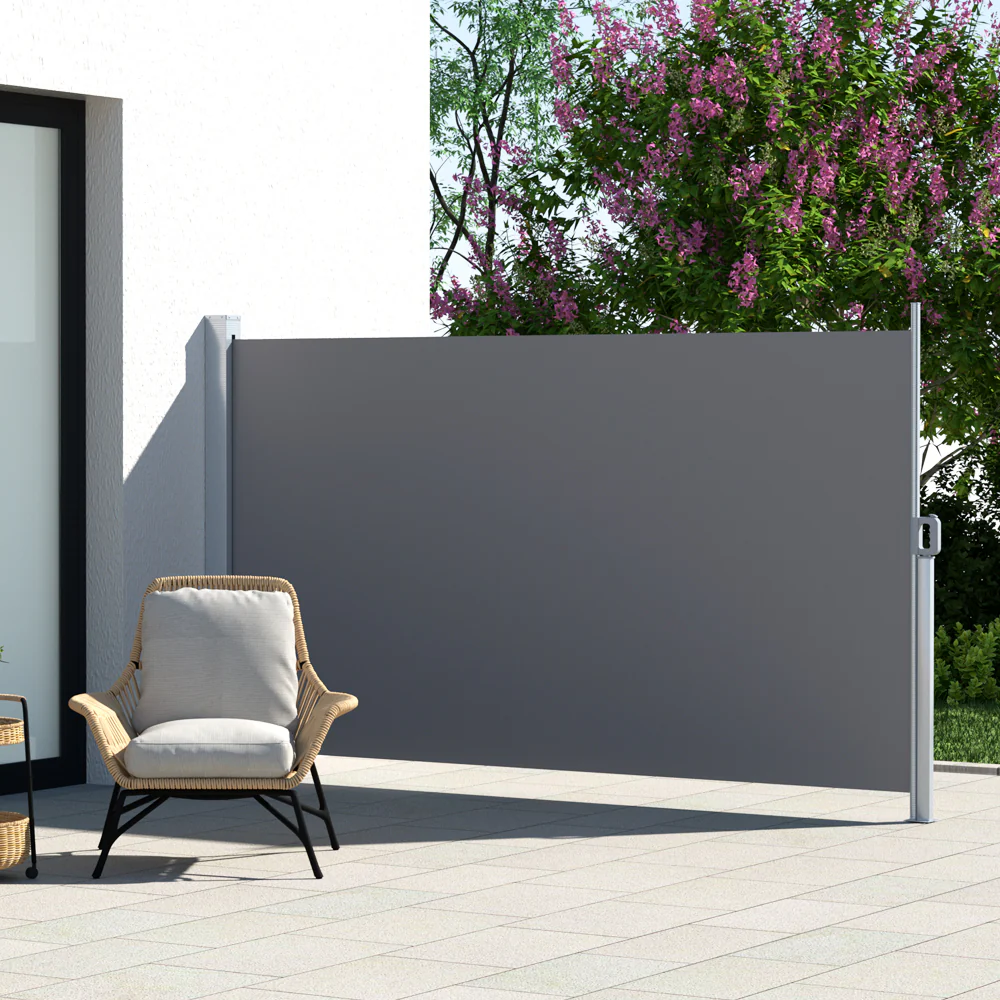 Instahut Side Awning Sun Shade Outdoor Retractable Privacy Screen 1.8x3M Grey - Nurns