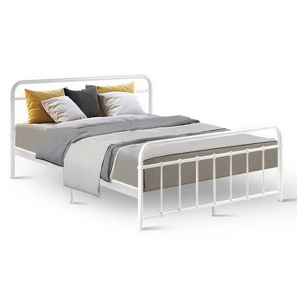 Kyoto White Metal Bed Frame - Queen - Nurns