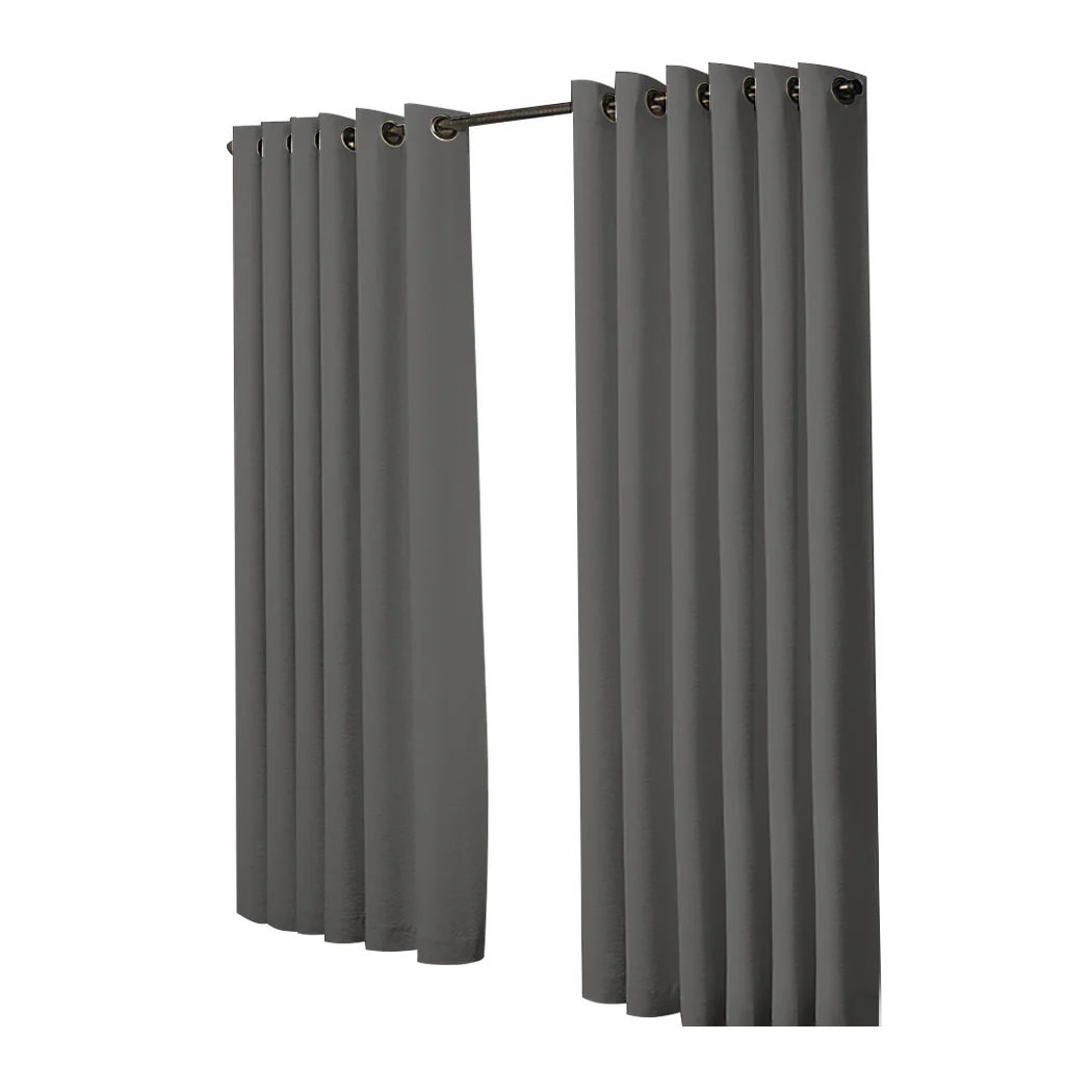 Set of 2 240x230cm Blockout Curtains Panels 3 Layers - Charcoal - Nurns