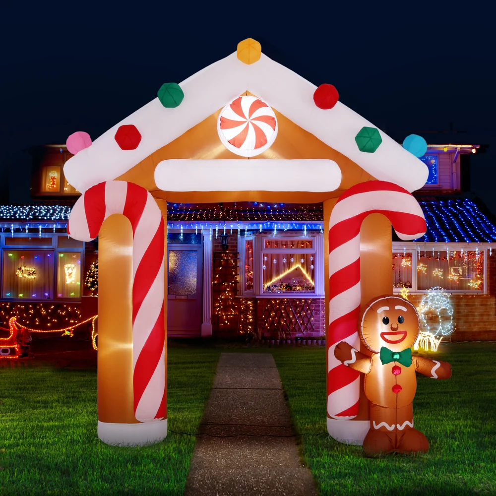 Archway Ginger Christmas Inflatable Illuminated Xmas Decorations - 2.8M - Nurns
