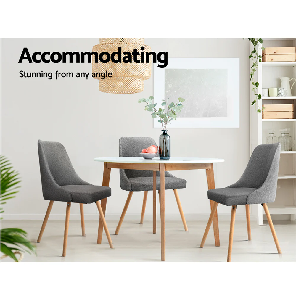 Colbie Set of 2 Replica Dining Chairs Fabric Wooden - Grey - Nurns