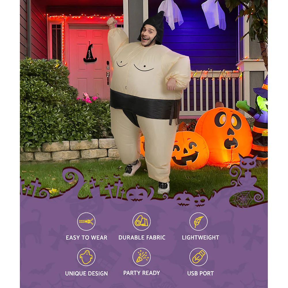 Inflatable Sumo Costume Adult Suit Blow Up Party Fancy Dress Halloween Cosplay - Nurns