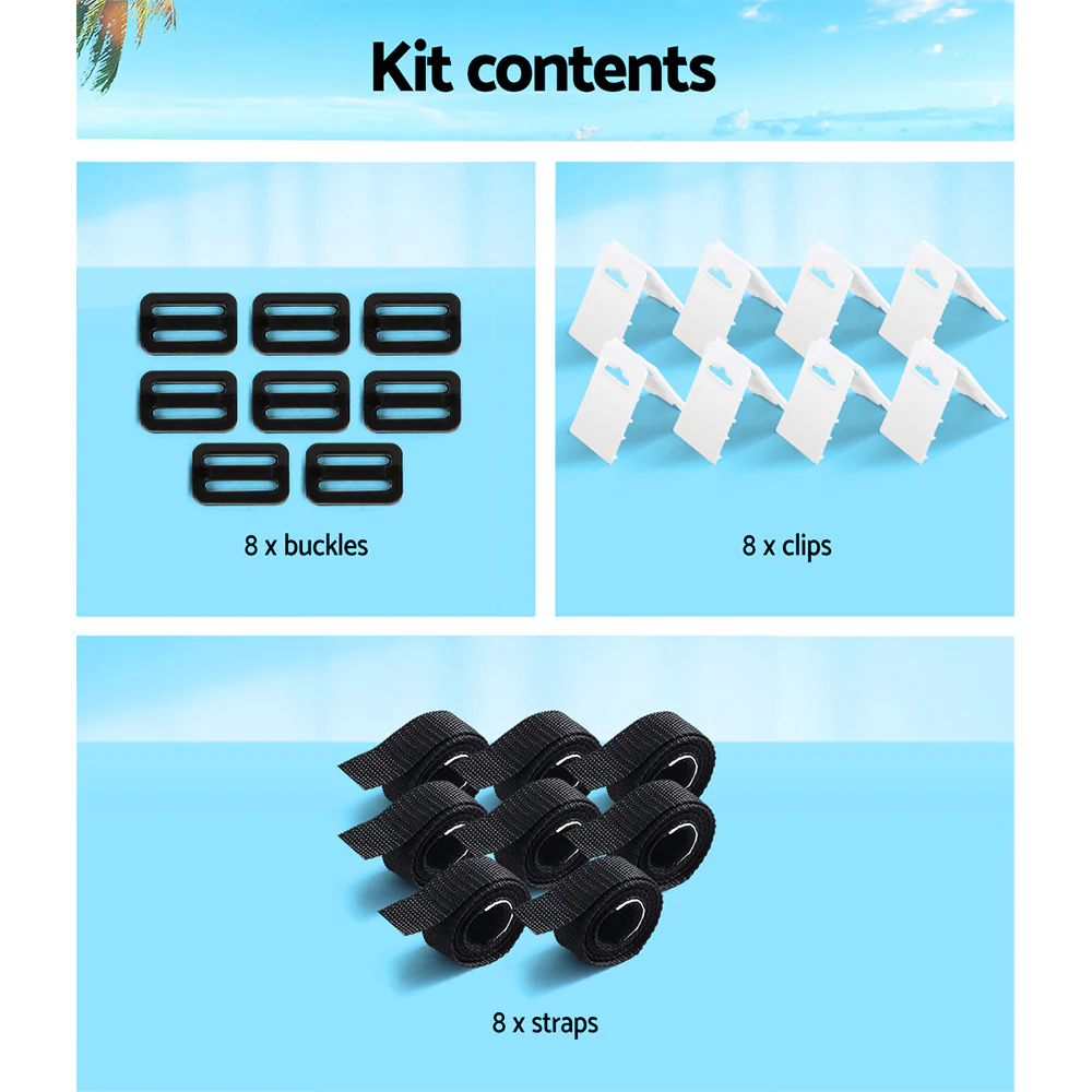 Pool Cover Roller Attachment Straps Kit 8-pieces for Swimming Solar Pool - Nurns