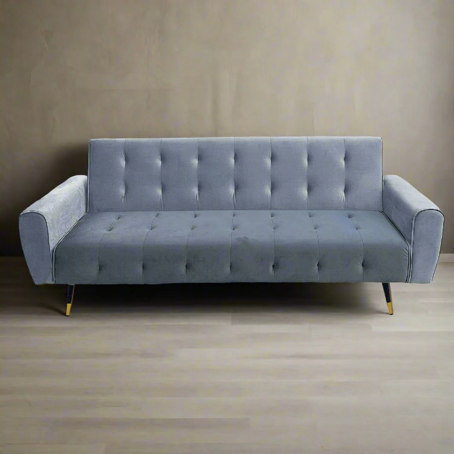 Milli 3-Seater Tufted Velvet Sofa Bed - Light Grey - Nurns