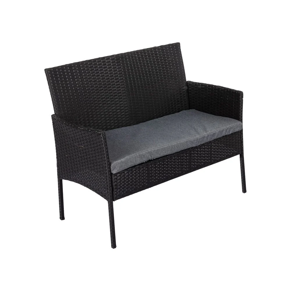 Lowry 4-Seater Wicker 4-Piece Outdoor Lounge Set - Black - Nurns