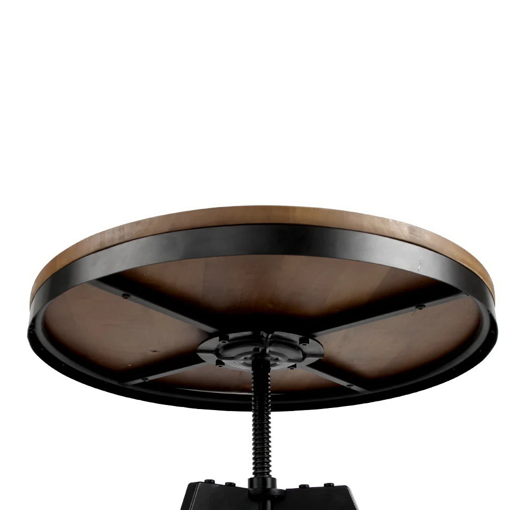 Irida Coffee Table Elm Wood Round Dining - Dark Brown - Nurns