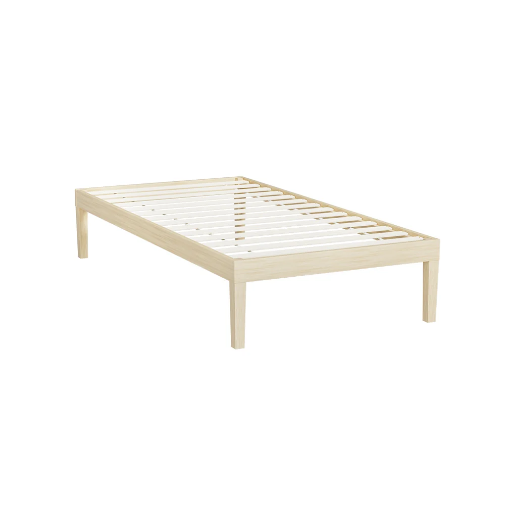 Lyanna Bed Frame Wooden Base Platform Timber Pine - Natural Single - Nurns