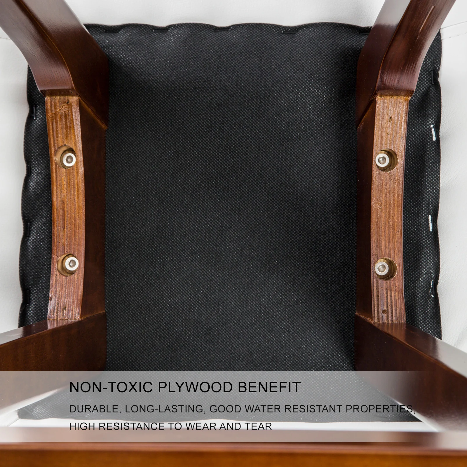 Set of 2 Cambridge Wooden Bar Stool Dining Chair Leather - White & Brown - Nurns