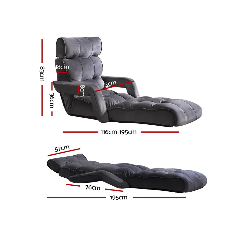 Margaret Adjustable Lounger with Arms - Charcoal - Nurns