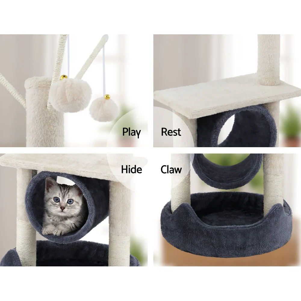 Cat Tree Scratching Post 76cm Scratcher Tower Condo House Hanging toys - Grey - Nurns