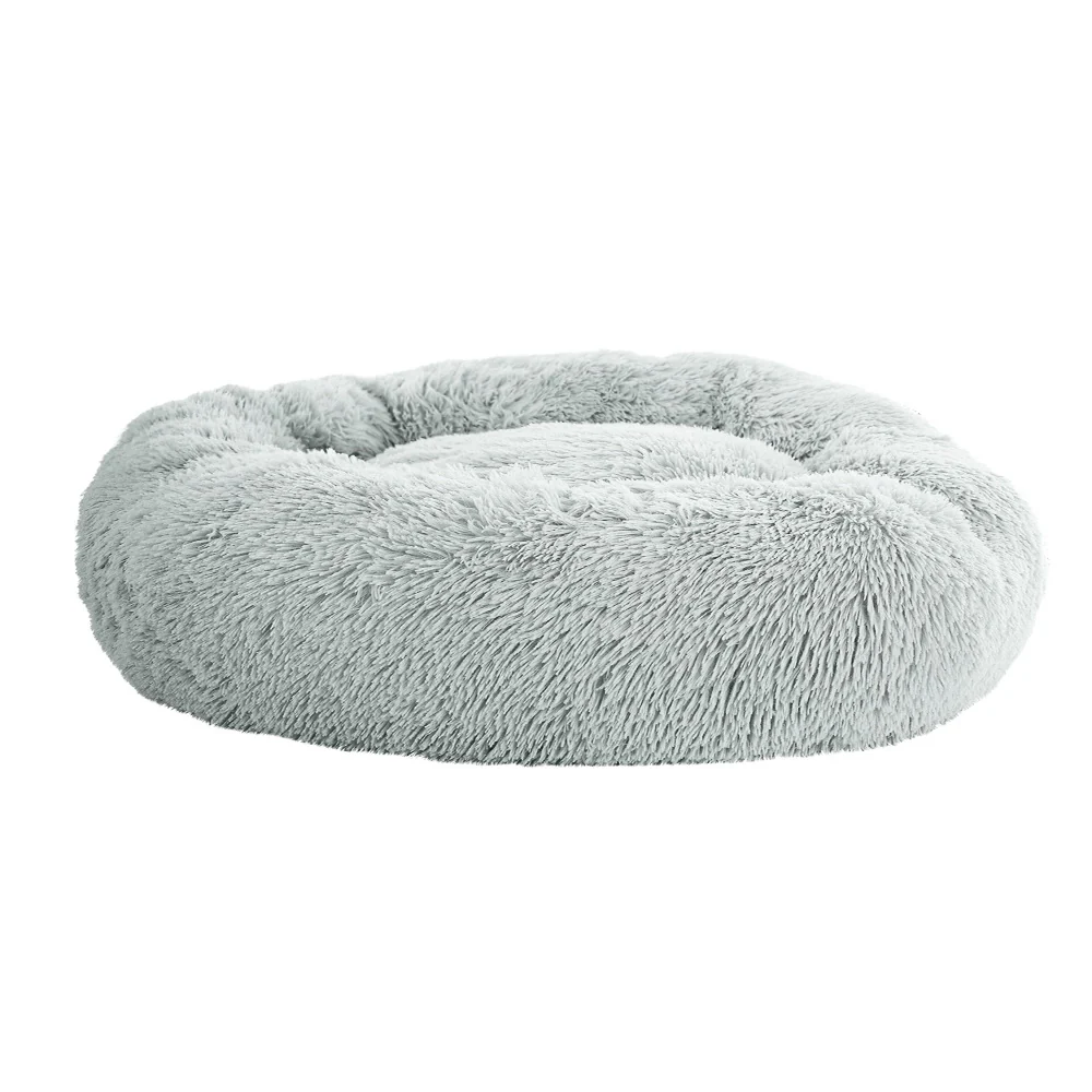 LARGE Dog Beds Pet 90cm Calming Soft Plush - Light Grey - Nurns