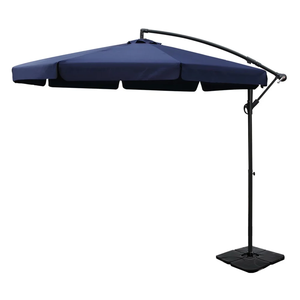 Instahut 3m Outdoor Umbrella w/Base Cantilever Garden Beach Patio Navy - Nurns