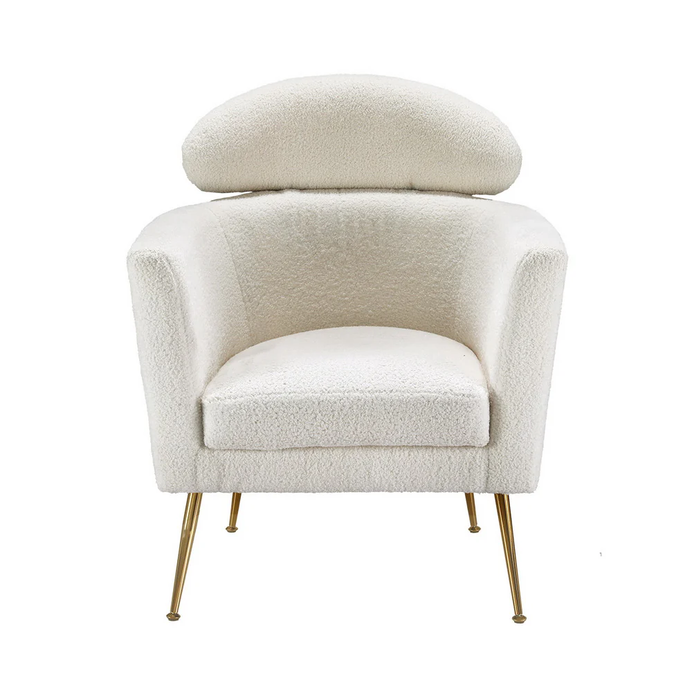 Armchair Bouclé Fabric - White - Nurns