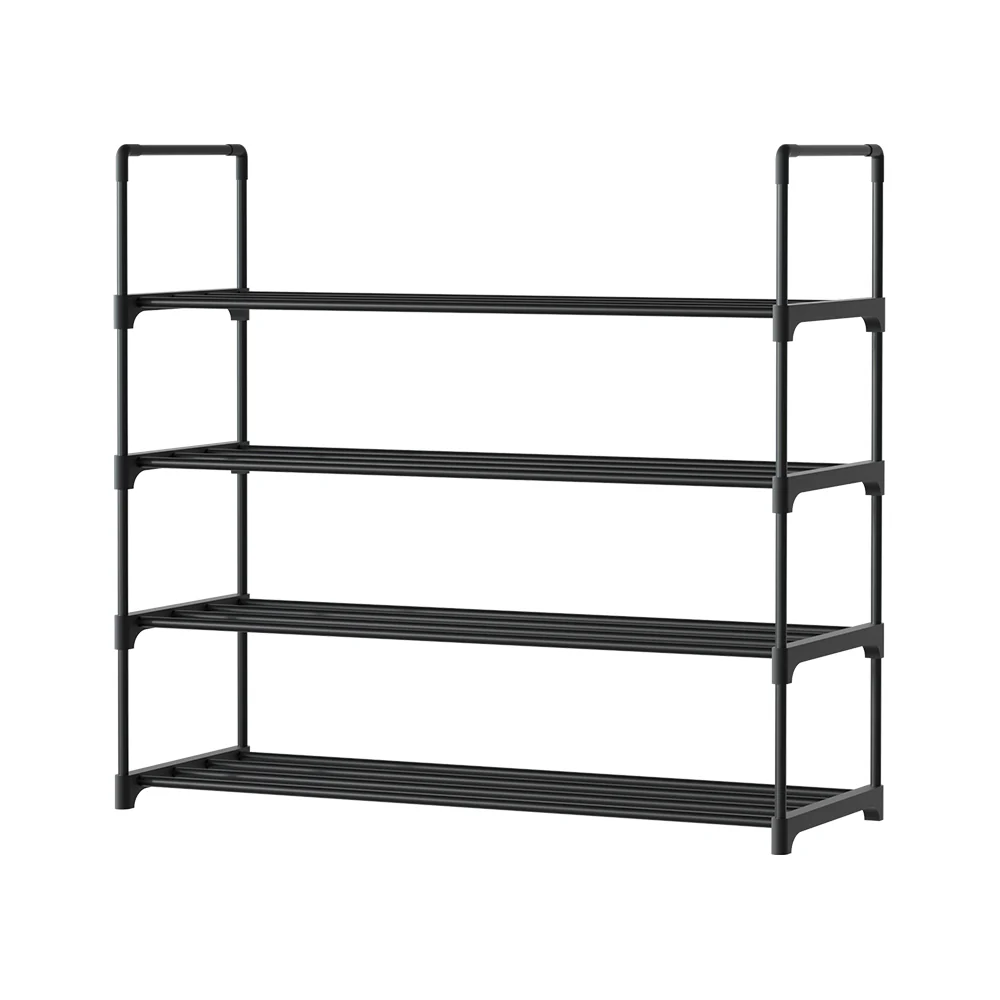 Artiss Shoe Rack 4-tier 16 Pairs Stackable Black - Nurns