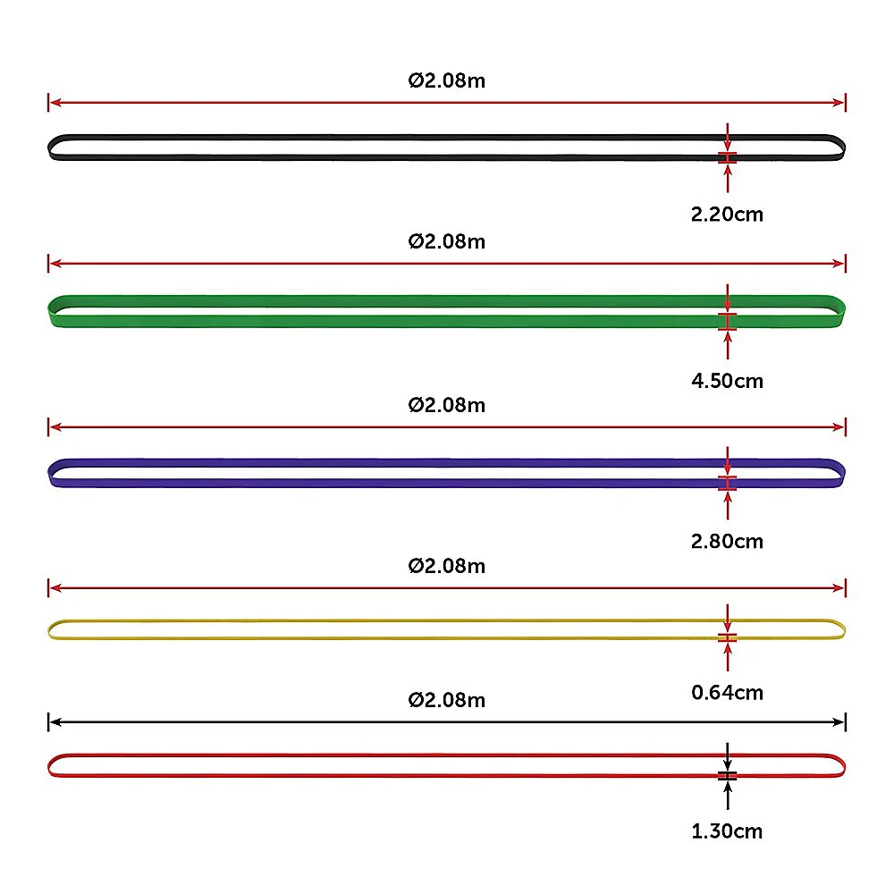 Resistance Band Loop Set of 5 Heavy Duty Gym Yoga Workout - Nurns