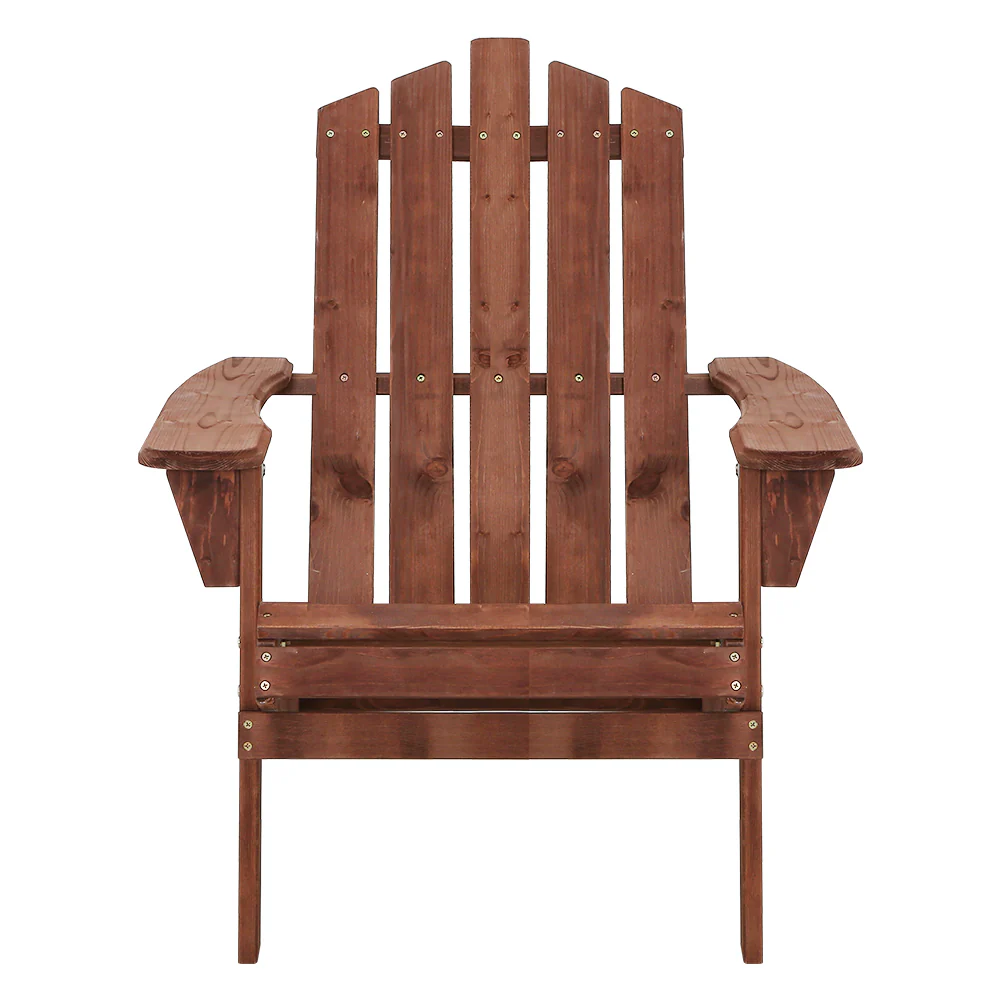 Adirondack Gardeon Outdoor Chairs Wooden Beach Chair Patio Furniture Garden Brown - Nurns