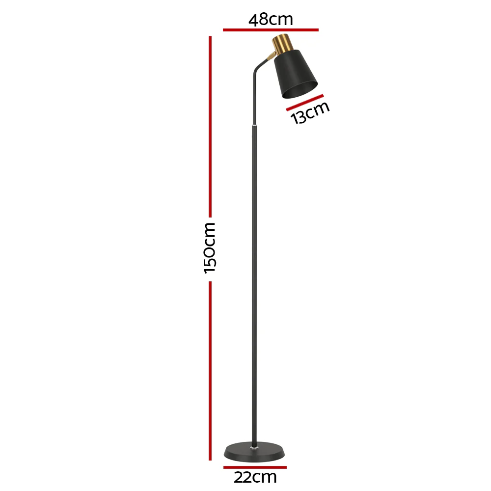 Floor Lamp LED Light Stand Modern Home Living Room Office Reading Black - Nurns