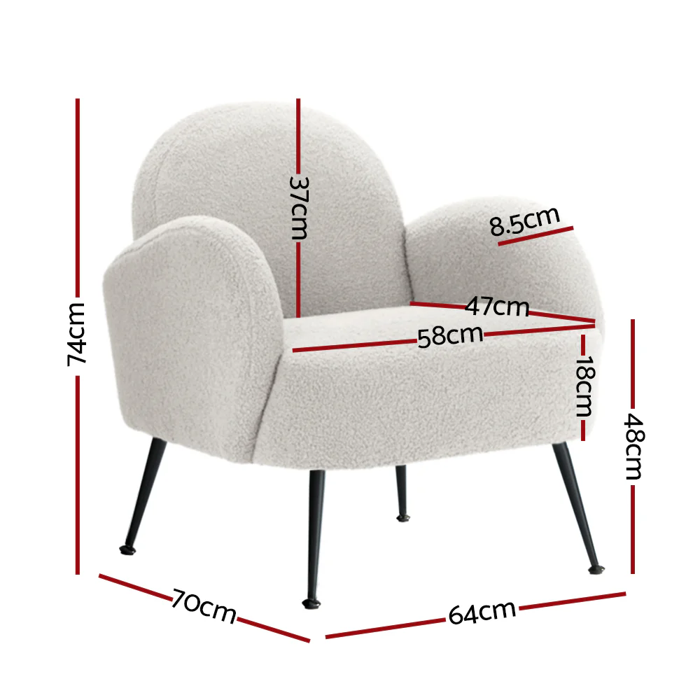 Mariana Bouclé Armchair - White - Nurns