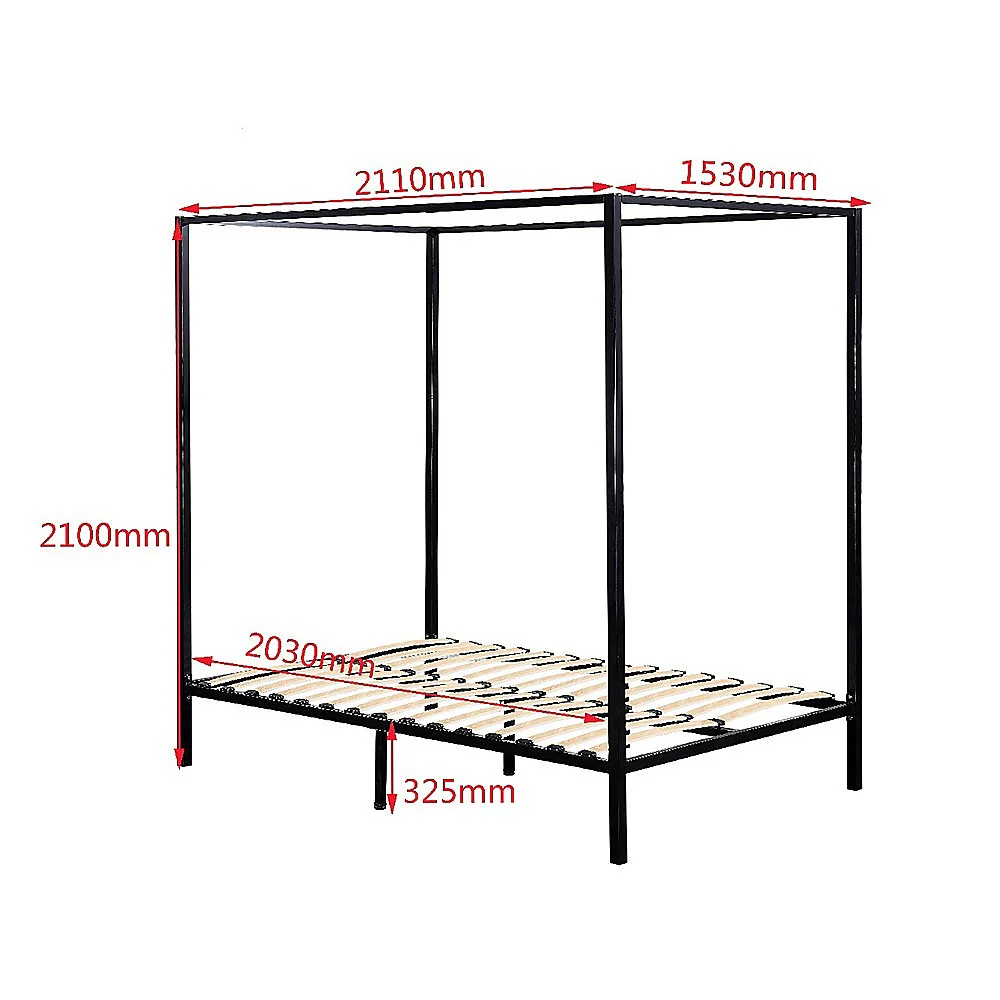 Lilian Four Poster Bed Frame - Black Queen - Nurns