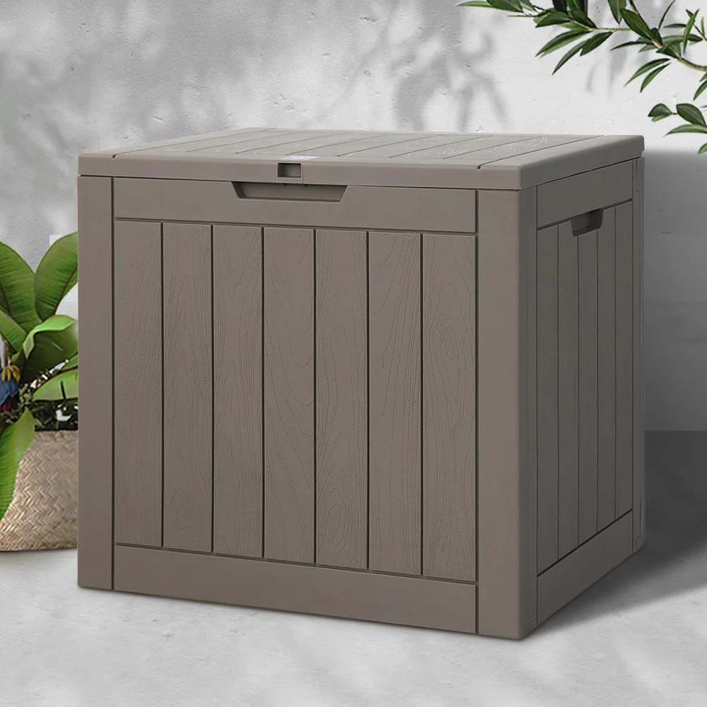 Outdoor Storage Box 118L Container Lockable Garden Toy Tool Shed - Grey - Nurns