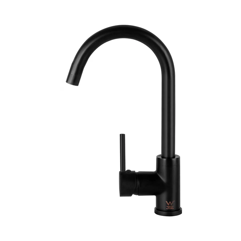 Kitchen Mixer Tap Mixer Round Sink Faucet Basin Laundry Black - Nurns