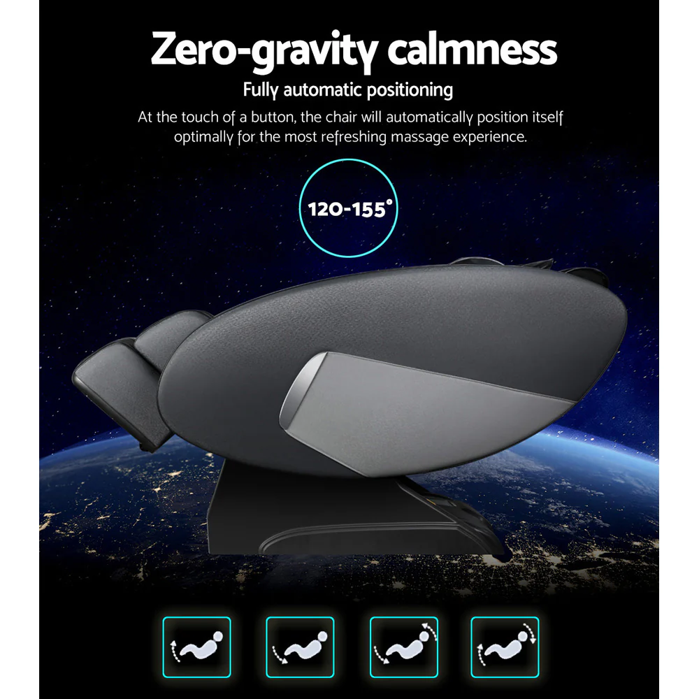 Zephyr Electric Massage Chair Recliner Shiatsu Zero Gravity Heating Massager - Black - Nurns