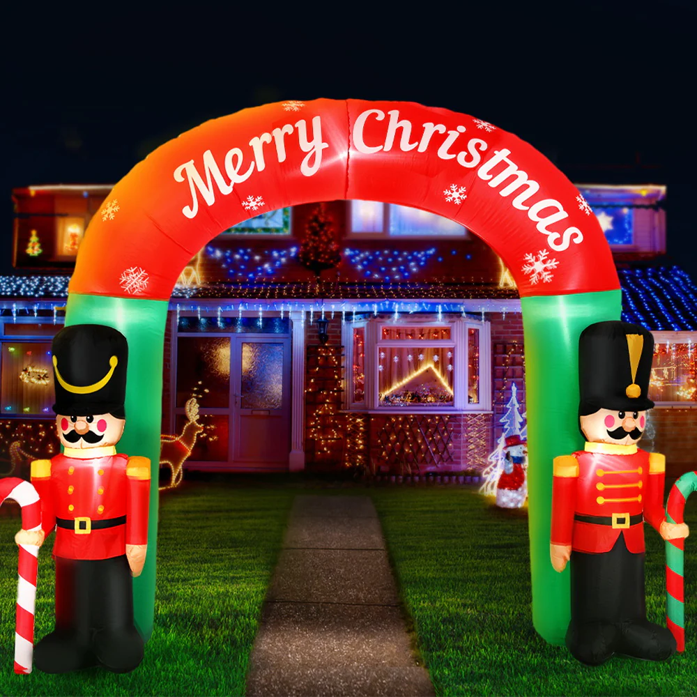 Archway Nutcracker Christmas Inflatable Illuminated Xmas Decorations - 3M - Nurns