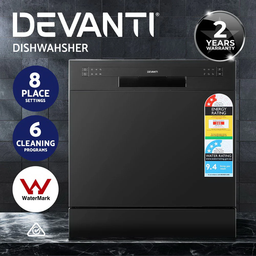 Devanti 8 Place Settings Benchtop Dishwasher Black - Nurns
