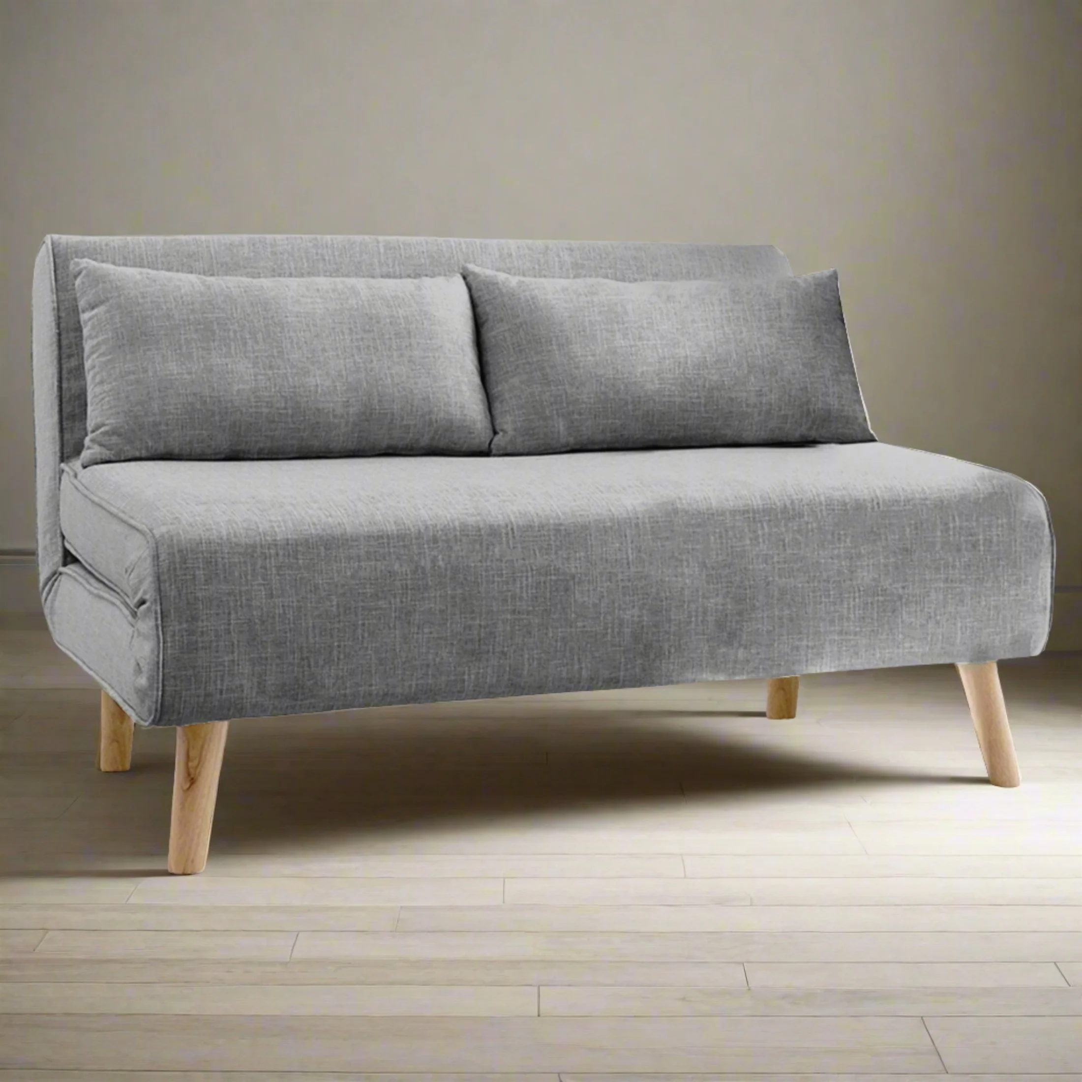 Mallory 2-Seater Faux Linen Adjustable Sofa Bed Lounge - Dark Grey - Nurns