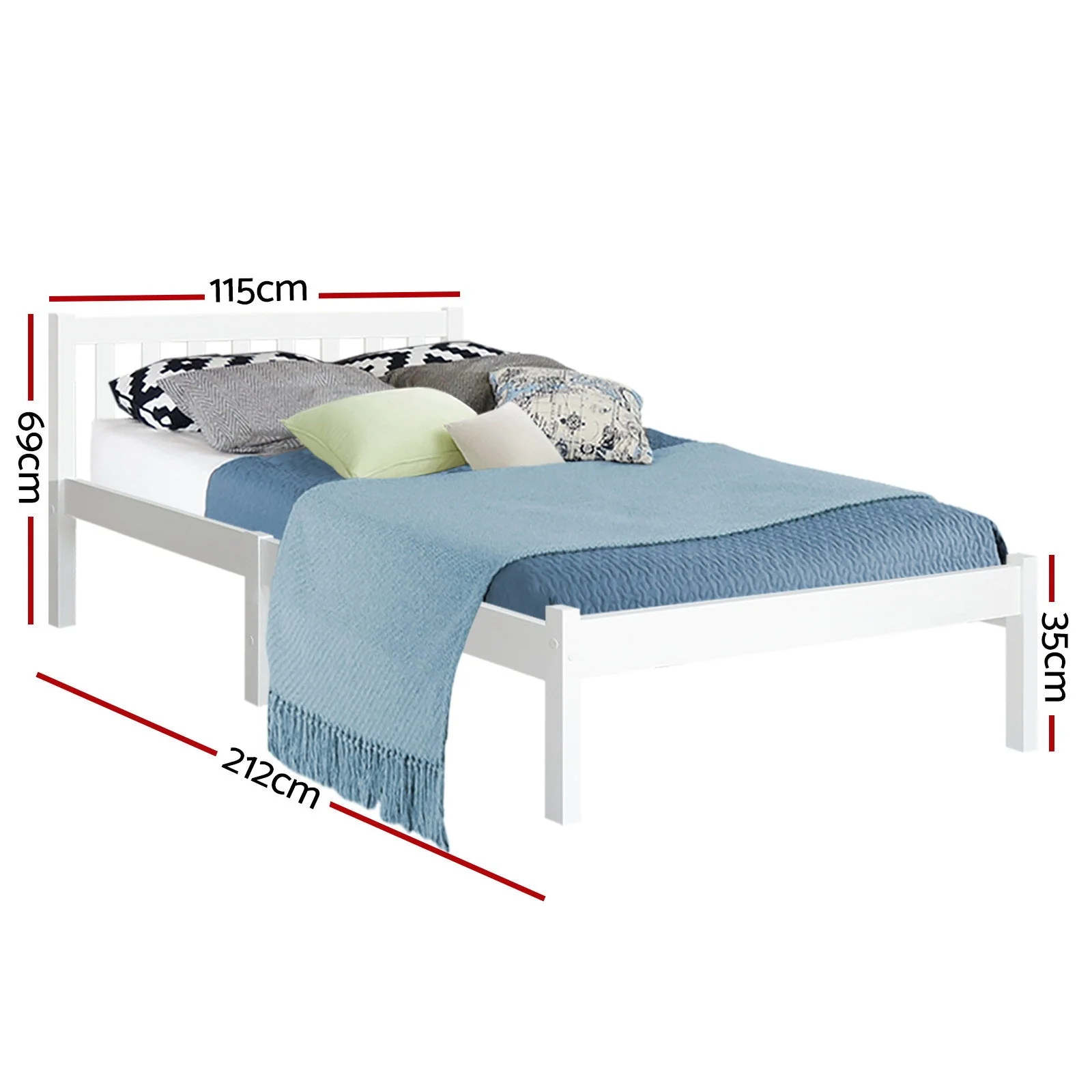 Jade Bed & Mattress Package no Drawers - White King Single - Nurns