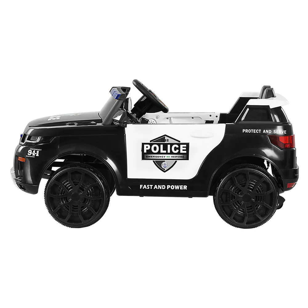 Electric Ride On Car Kids Patrol Police Ride On Cars Horn Music Remote - Black - Nurns