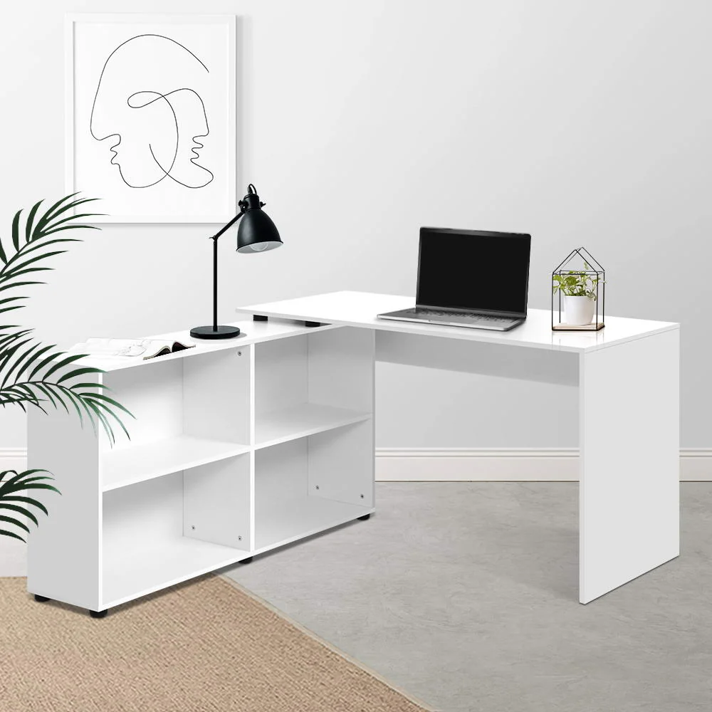 Artiss Computer Desk Bookshelf White 130cm - Nurns