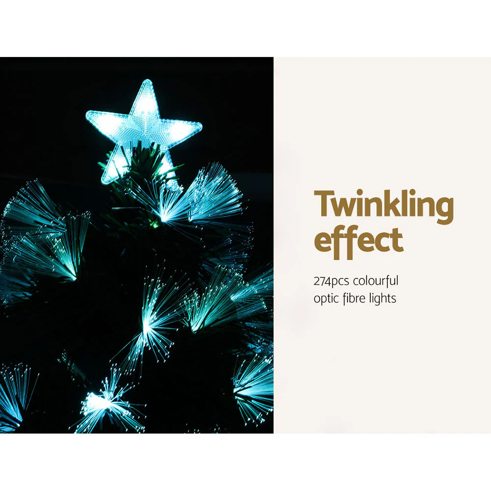 7ft 2.1m 270 Tips Christmas Tree xmas Multi Colour Lights Optic Fibre Multicoloured - Nurns