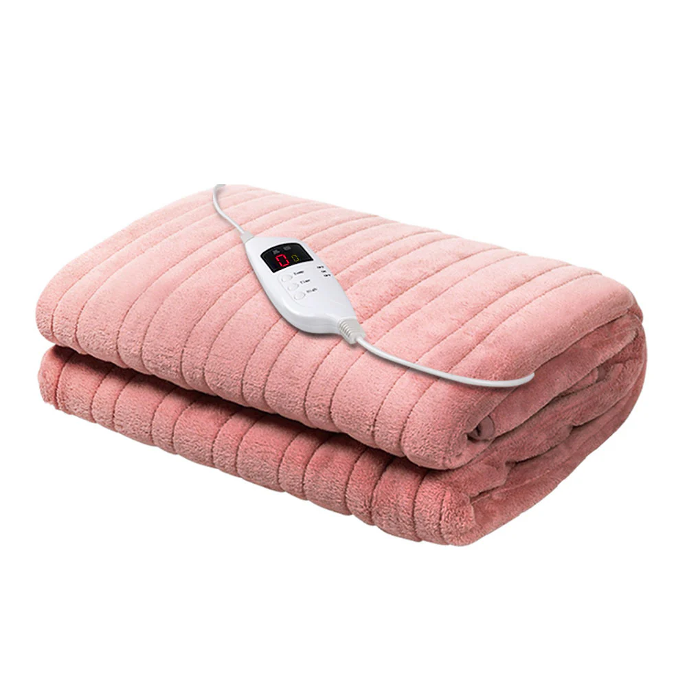 Watson Electric Throw Soft Blanket Heated Rug Fleece Snuggle Washable - Pink - Nurns