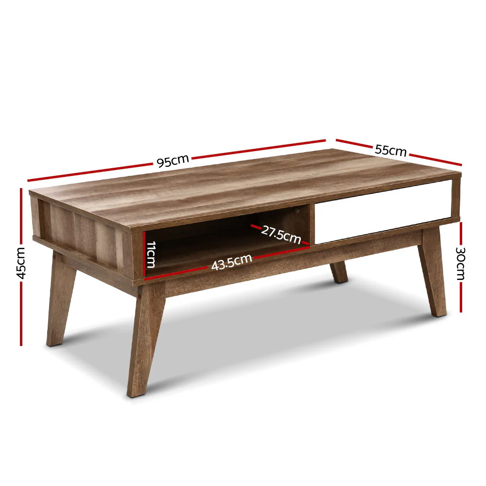 Ibycus Coffee Table with 2 Drawers - Wood - Nurns