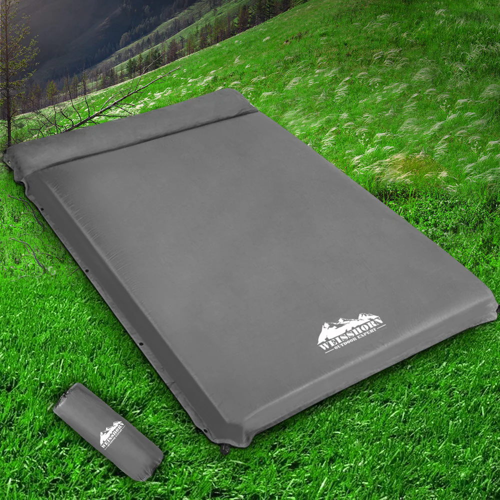 Self-Inflating Mattress 10CM Camping Sleeping Mat Air Double Grey - Nurns