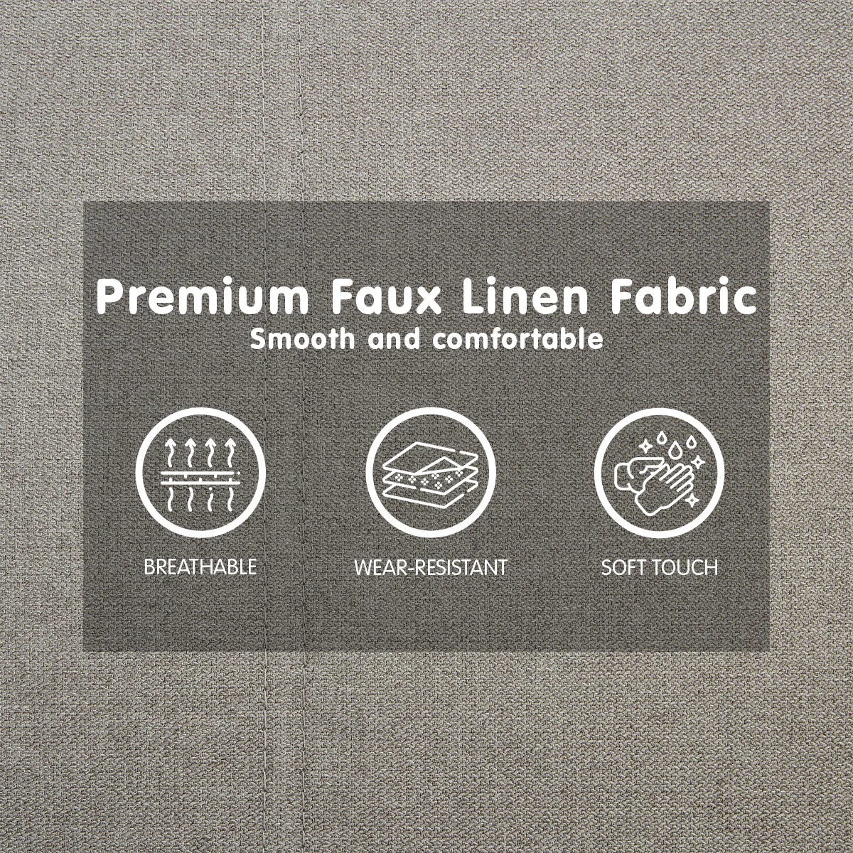 Monroe 3-Seater Faux Linen Fabric Modular Sofa Bed Couch - Light Grey - Nurns