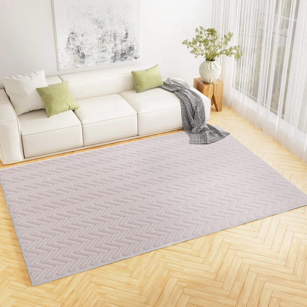 Bronte 200x290cm Floor Rugs Washable Area Mat Large Carpet Microfiber - Grey - Nurns