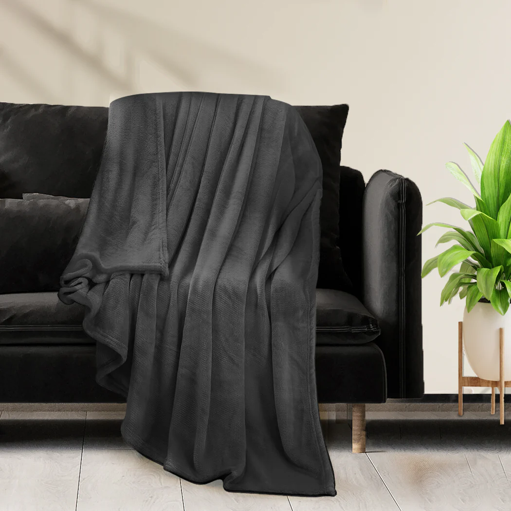 Waylon Throw Ultra-Soft Blanket 320gsm 220x240cm Warm - Black - Nurns