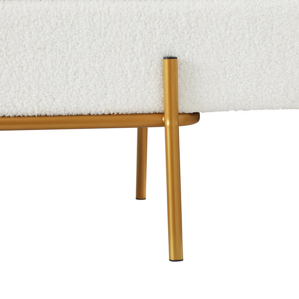 Storage Ottoman Bed 140cm Pillow Bouclé Fabric - White - Nurns