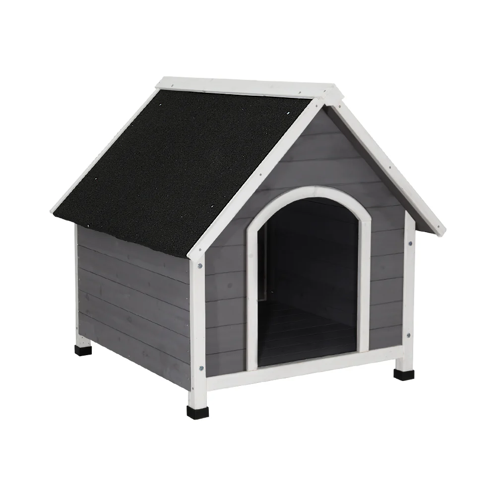 Dog Kennel House Wooden Outdoor Indoor Puppy Pet House Weatherproof Large - Grey Large - Nurns