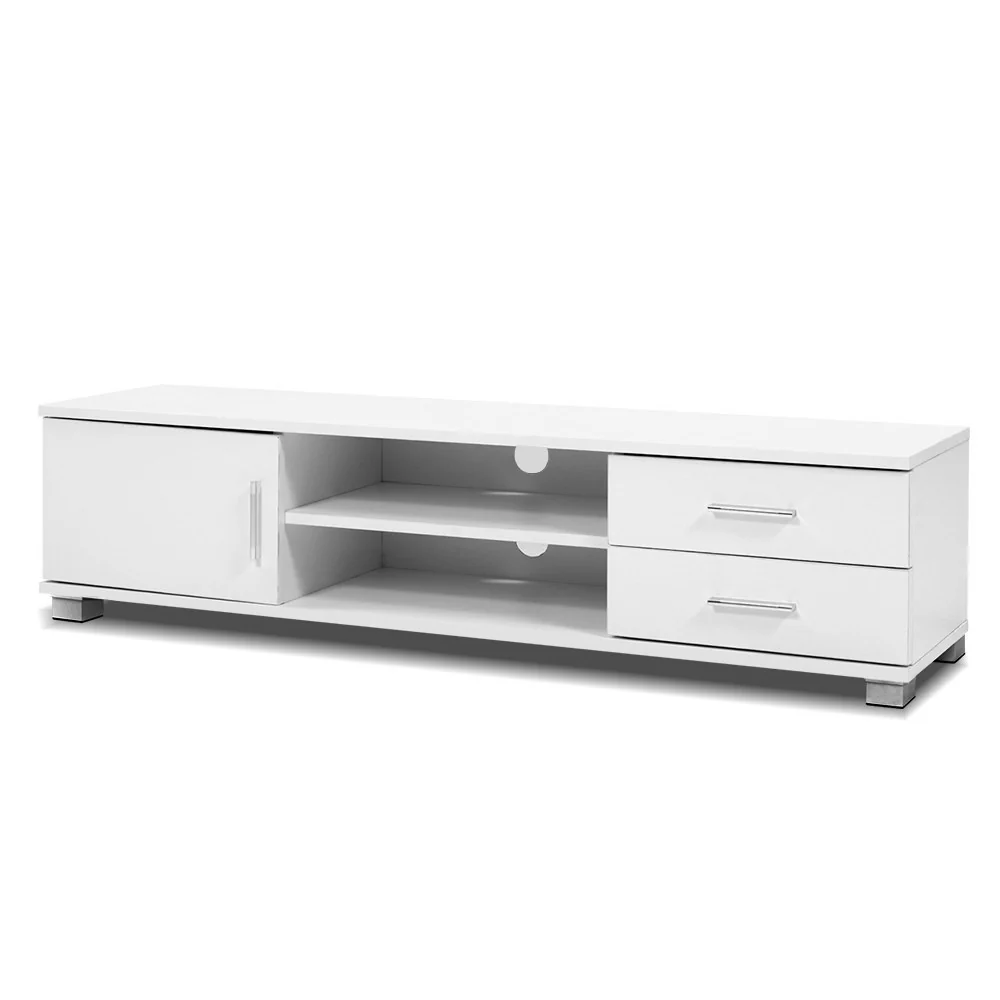 Jesen 120cm TV Stand Entertainment Unit Storage Cabinet Drawers Shelf - White - Nurns