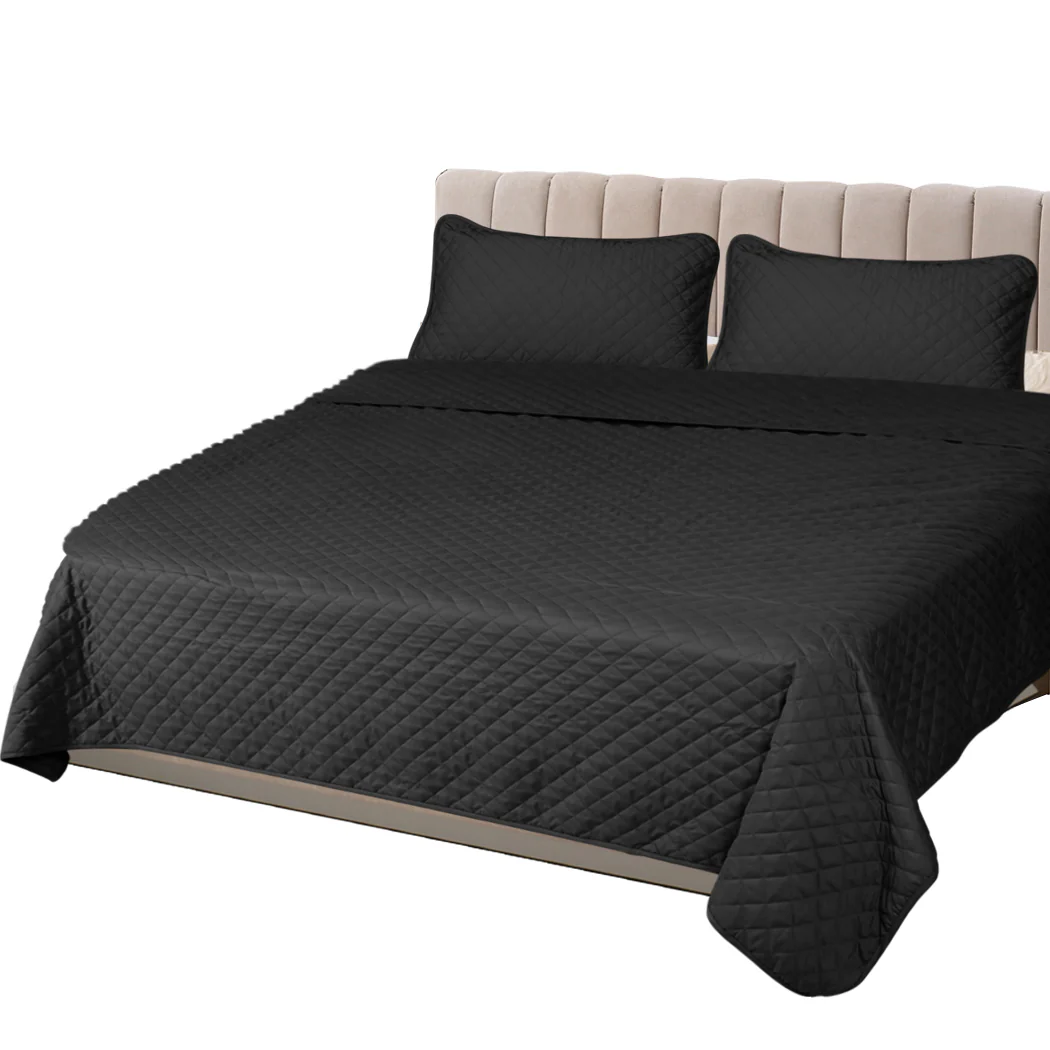 King Dreamz Bedspread Coverlet Set Quilted Dark Grey - Nurns